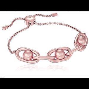 Michael Kors Rose Gold Pink Pearls Slider Bracelet